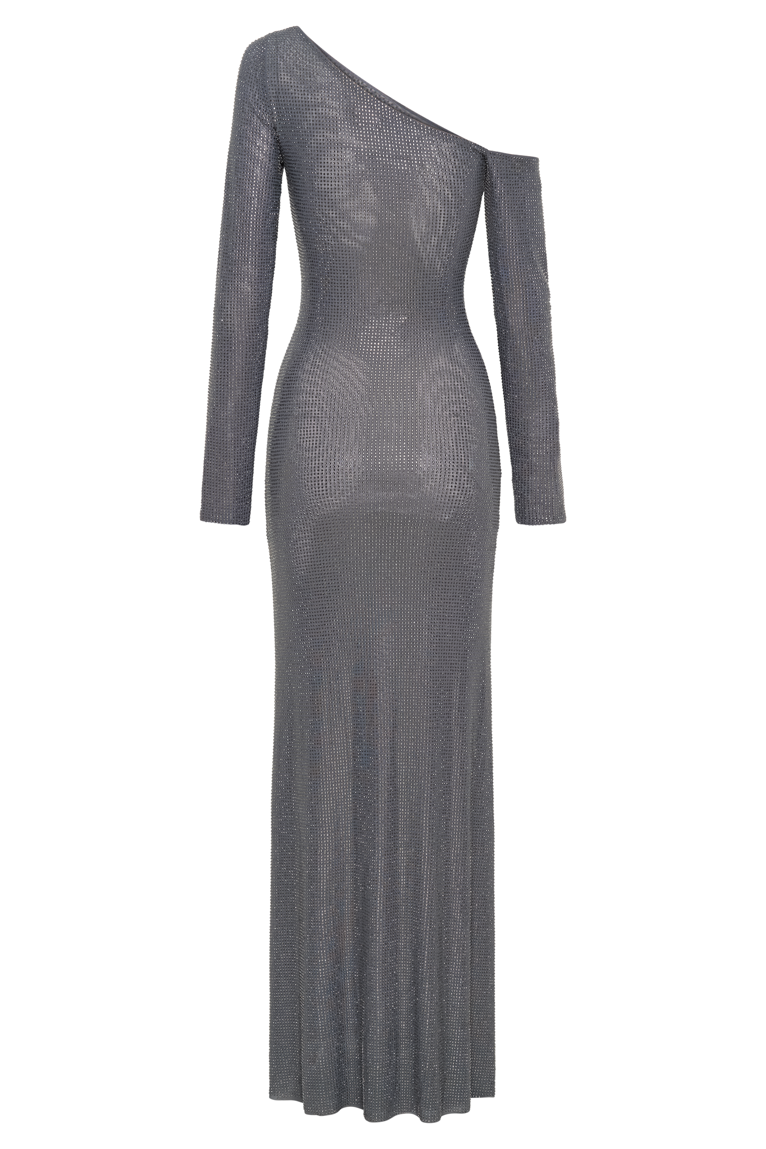 Marcia Diamante Long Sleeve Maxi Dress Gunmetal MESHKI US