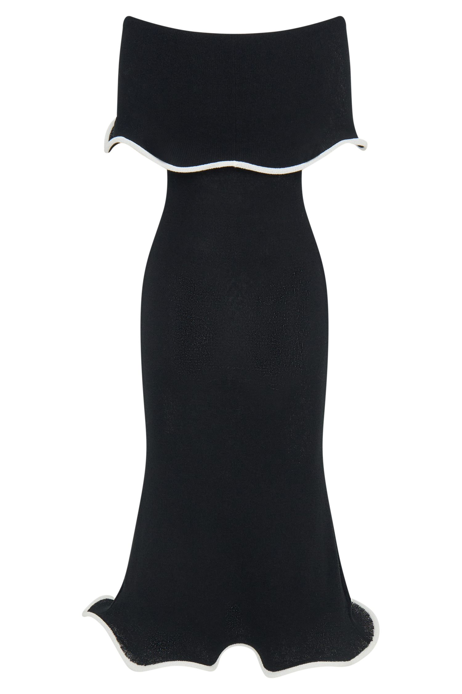 Molly Off Shoulder Knit Midi Dress - Black/White #6