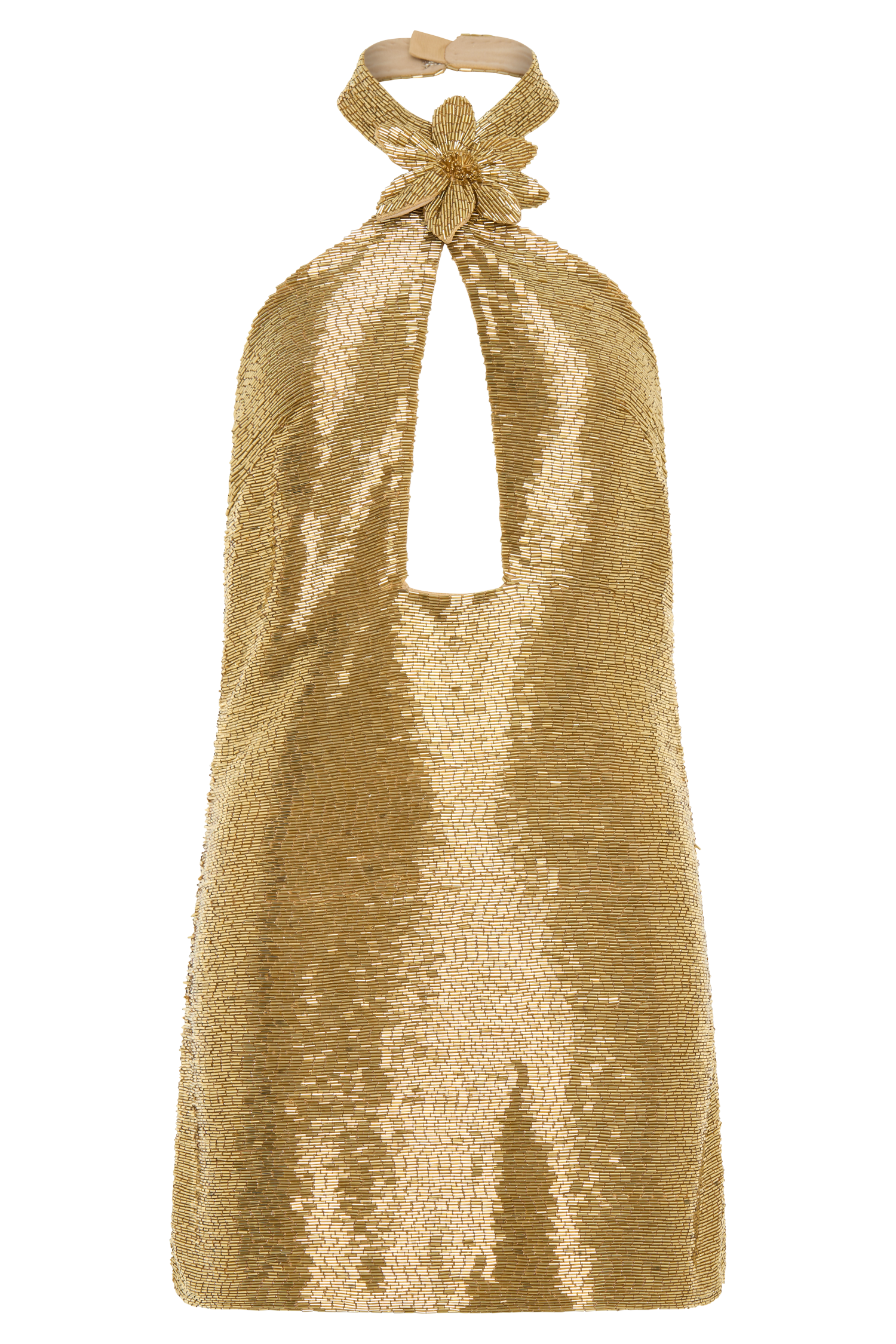Nylah Beaded Halter Mini Dress - Gold | MESHKI US Nylah Beaded Halter Mini Dress - Gold | MESHKI US