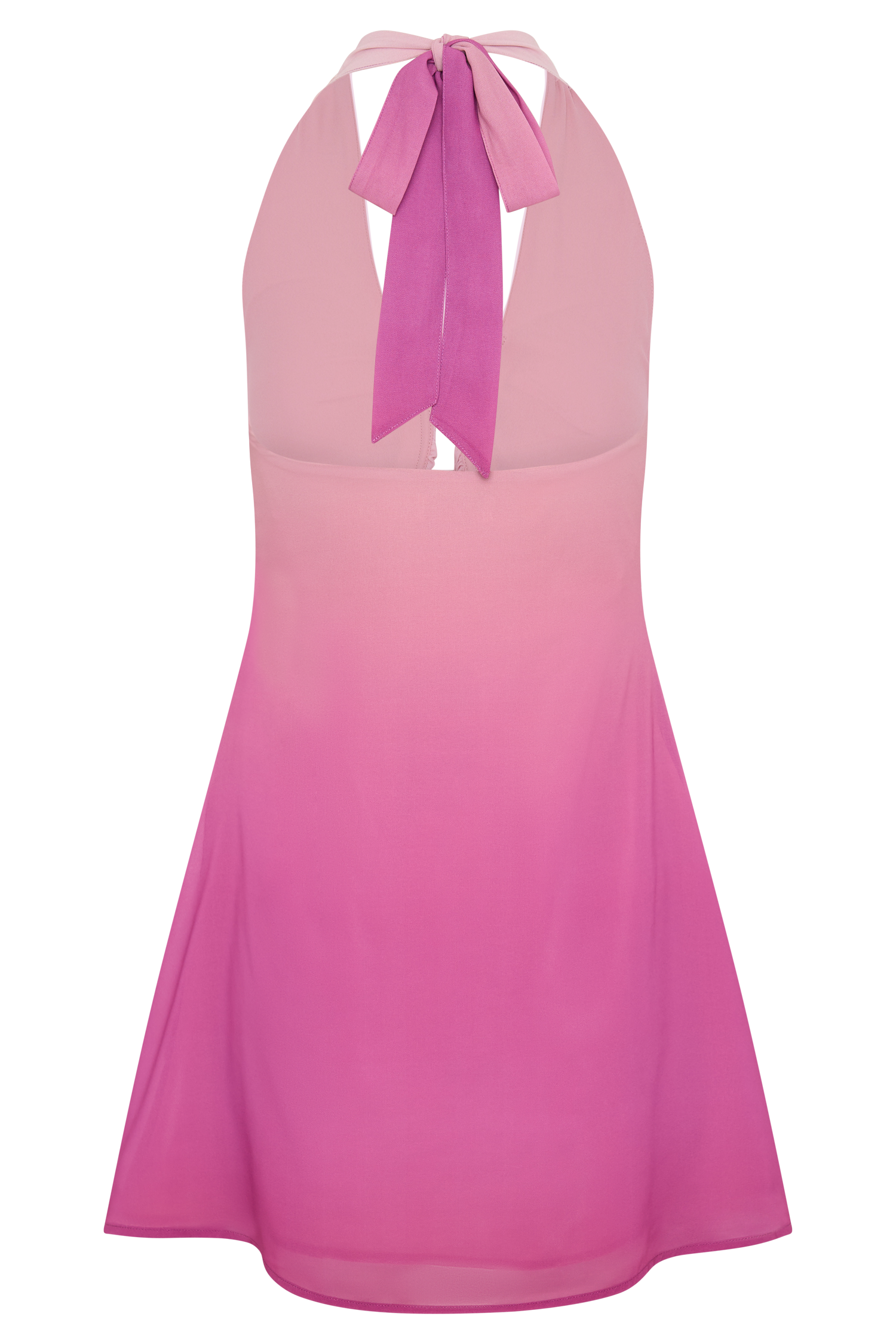 Malakhai Chiffon Halter Mini Dress / Ombre Pink | Meshki | XXS Malakhai Chiffon Halter Mini Dress / Ombre Pink | Meshki | XXS