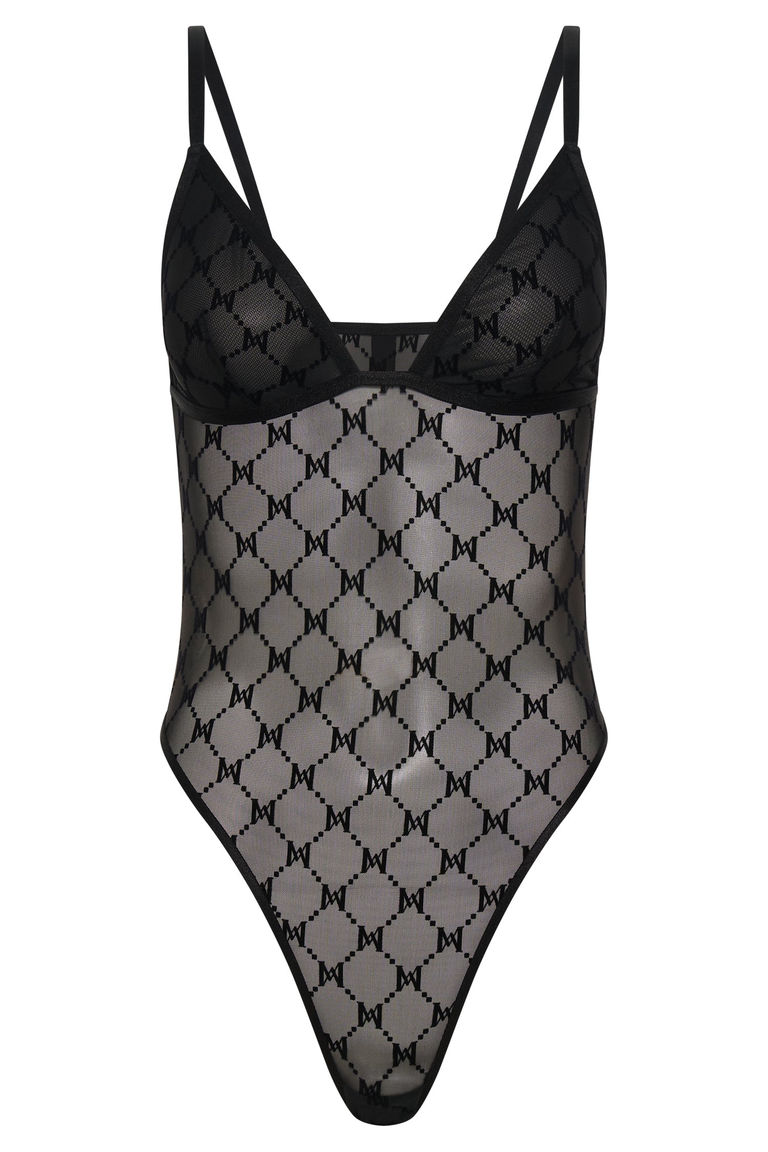 Millie Monogram Bodysuit - Black | MESHKI US