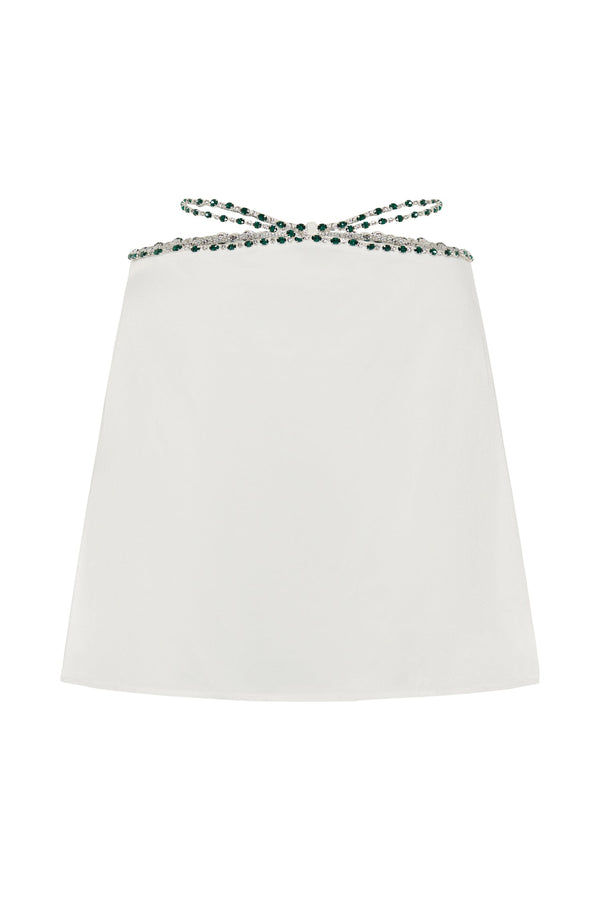 Farah Diamante Trim Mini Skirt - White