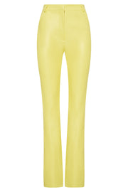 Tyra Straight Leg Faux Leather Pants - Lemon