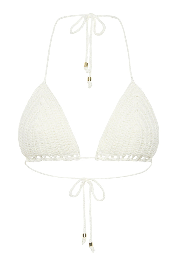 Korina Crochet Bikini Top - White