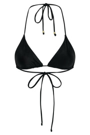 Kalli Recycled Nylon Triangle Tie Up Bikini Top - Black