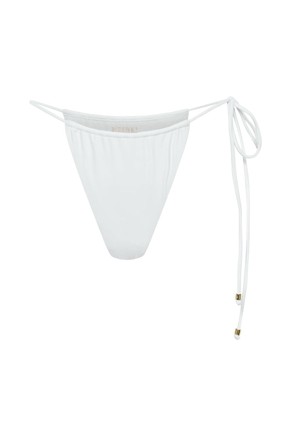 Andie Recycled Nylon Ruched String Side Bikini Brief - White