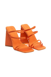 Robyn Diamante Strap Block Heels - Orange