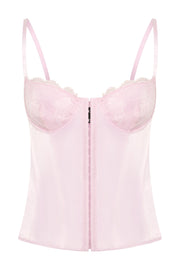 Claudia Lace Satin Bustier Corset - Pink