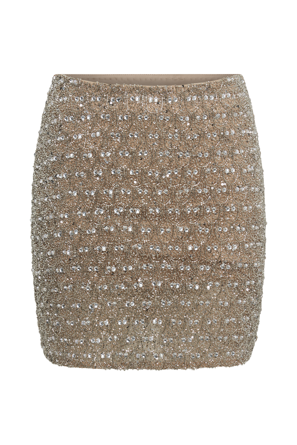 Eva Embellished Mini Skirt - Silver