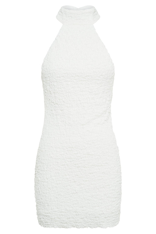 Yuki Textured Halter Mini Dress - White