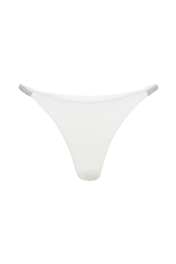 Tatum Diamante Waist Recycled Bikini Bottom - White