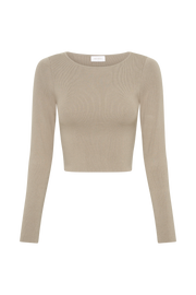 Haisley Long Sleeve Knit Top - Taupe