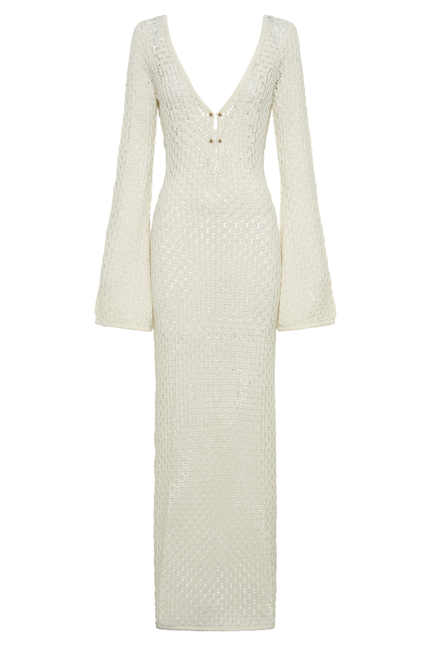 Kayleigh Crochet Fishtail Flare Sleeve Maxi Dress - White | MESHKI US Kayleigh Crochet Fishtail Flare Sleeve Maxi Dress - White | MESHKI US