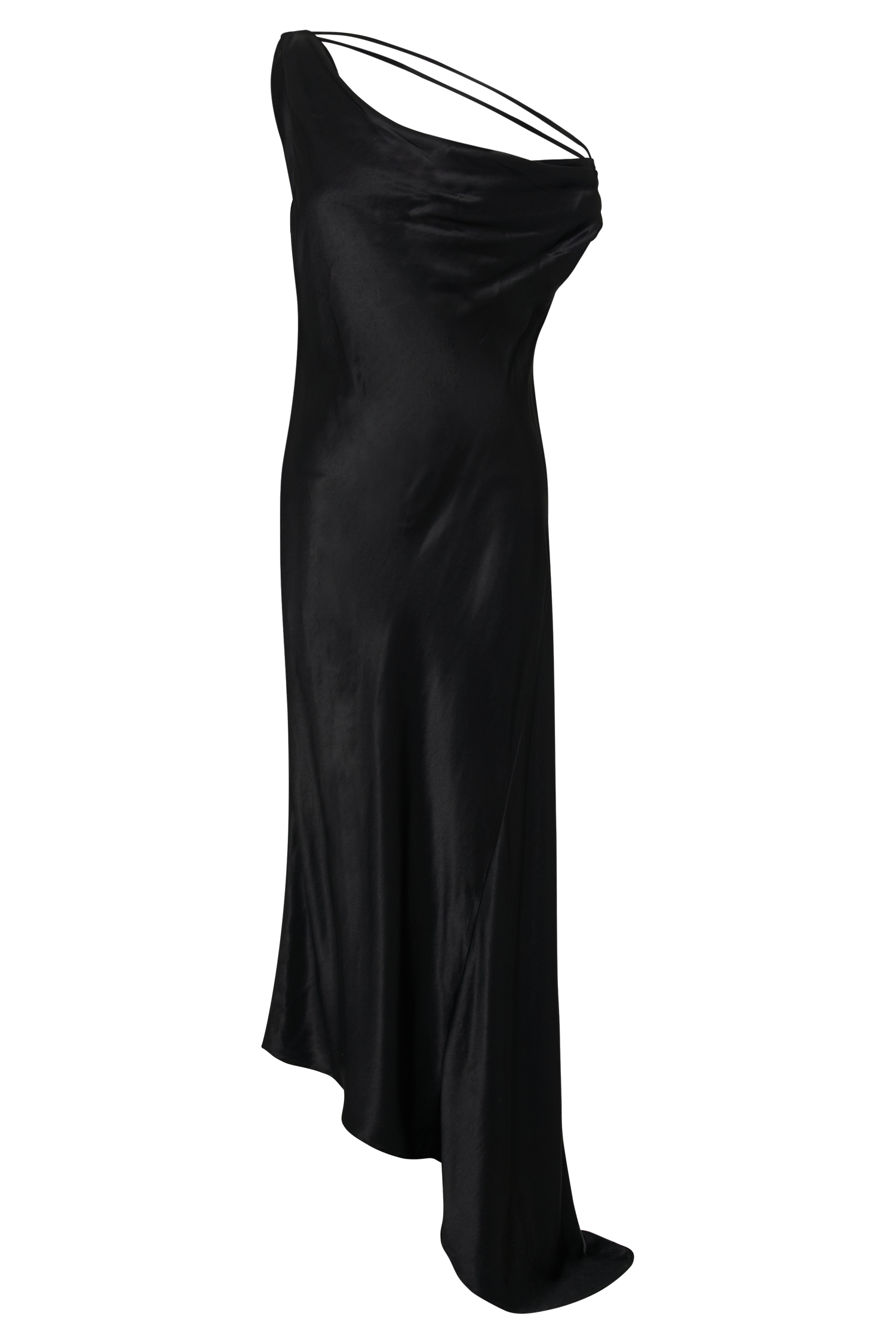 Yvette Slip Maxi Dress With Asymmetrical Hem - Black | MESHKI US Yvette Slip Maxi Dress With Asymmetrical Hem - Black | MESHKI US