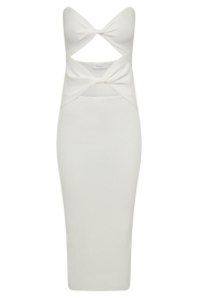 Gabrielle Twist Knit Midi Dress - White