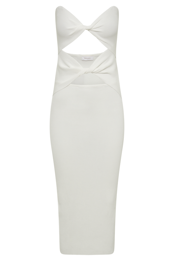 Gabrielle Twist Knit Midi Dress - White