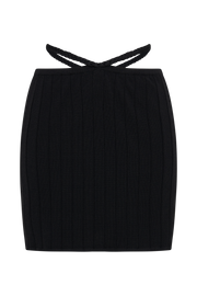 Celine A-Line Extreme Rib Mini Skirt - Black