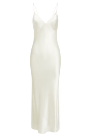 Kiko Satin Chiffon Midi Dress - Ivory