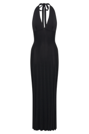 Caity Ribbed Halter Maxi Dress - Black