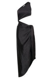 Navarah One Shoulder Midi Dress - Black