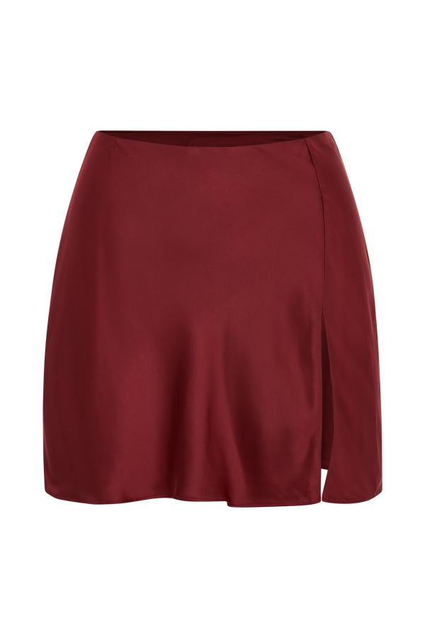 Hartley Satin Mini Skirt - Berry