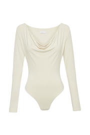 Eviana Recycled Nylon Draped Bodysuit - Sand