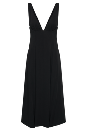 Soledad Gathered Midi Dress - Black