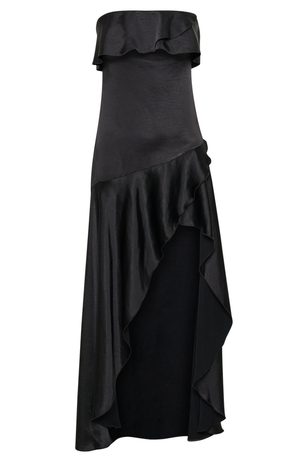 Sulianna Strapless Ruffle Midi Dress - Black