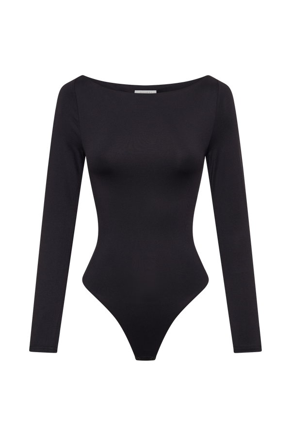Cate Boatneck Long Sleeve Bodysuit - Black