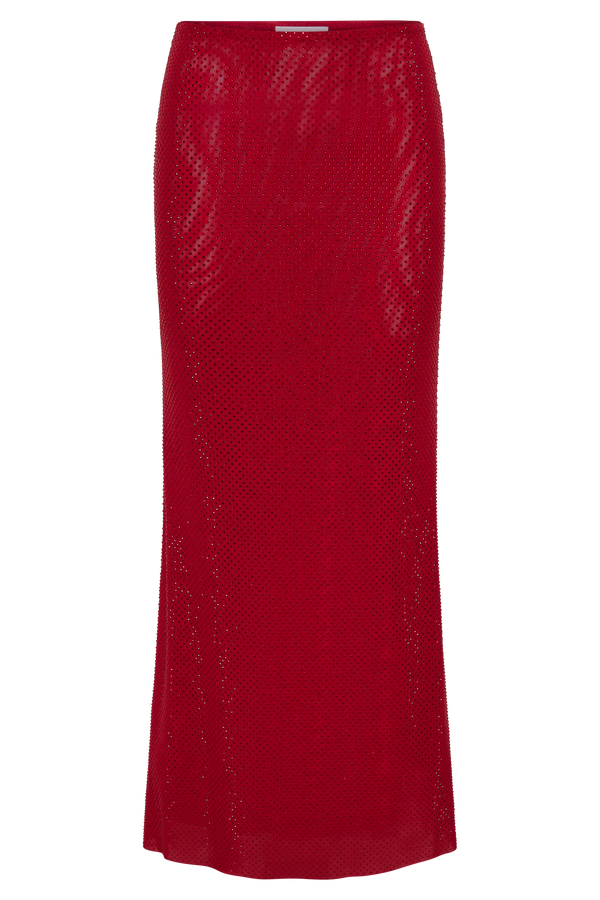 Erika Diamante Maxi Skirt - Vermilion Red