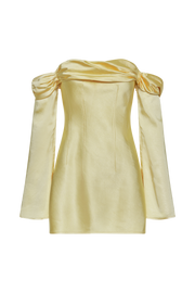 Giselle Off Shoulder Satin Mini Dress - Butter