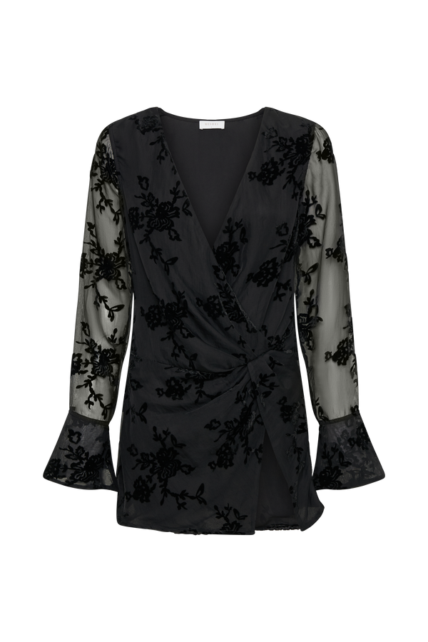 Emory Burnout Velvet Dress - Black