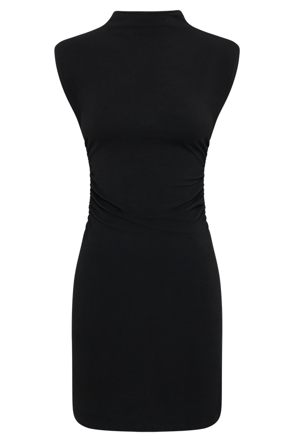 Melania High Neck Mini Dress - Black