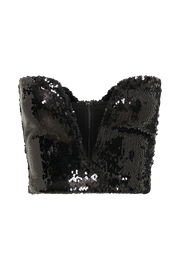 Zariah Strapless Sequin V Corset - Black