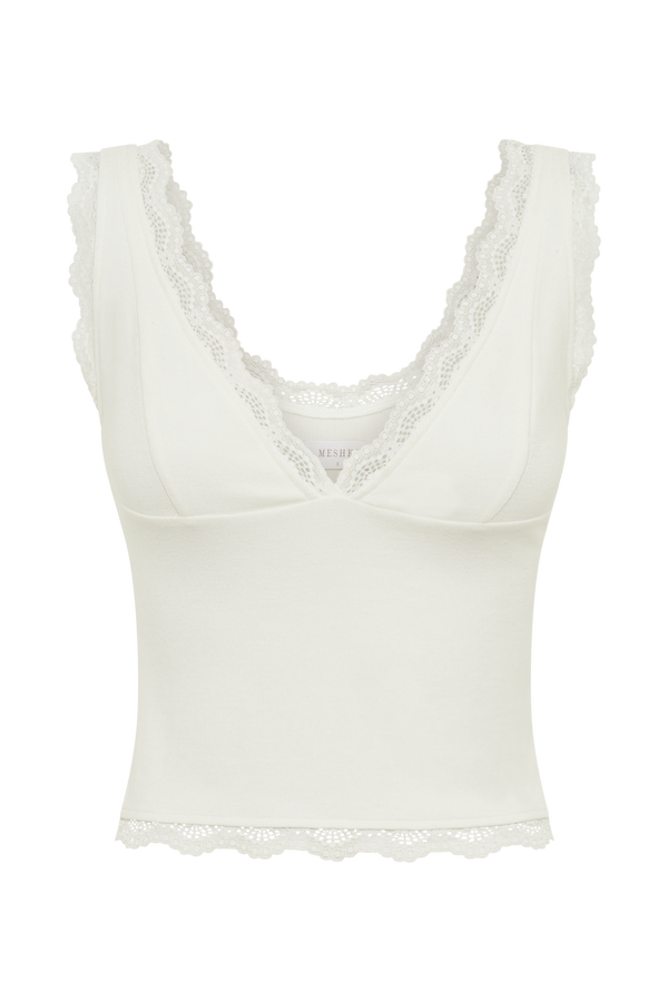 Roselyn Sleeveless Lace Cami Top - White