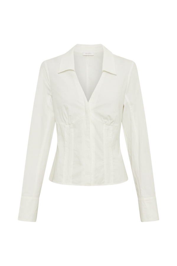 Parisa Pleated Shirt - White
