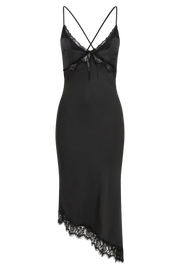 Crawford Satin Midi Dress - Black