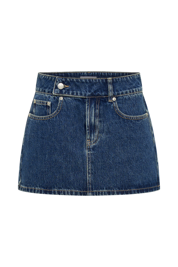 Julienne Denim Mini Skirt - Dark Blue - MESHKI U.S