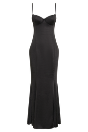 Katya Cupped Satin Maxi Dress - Black