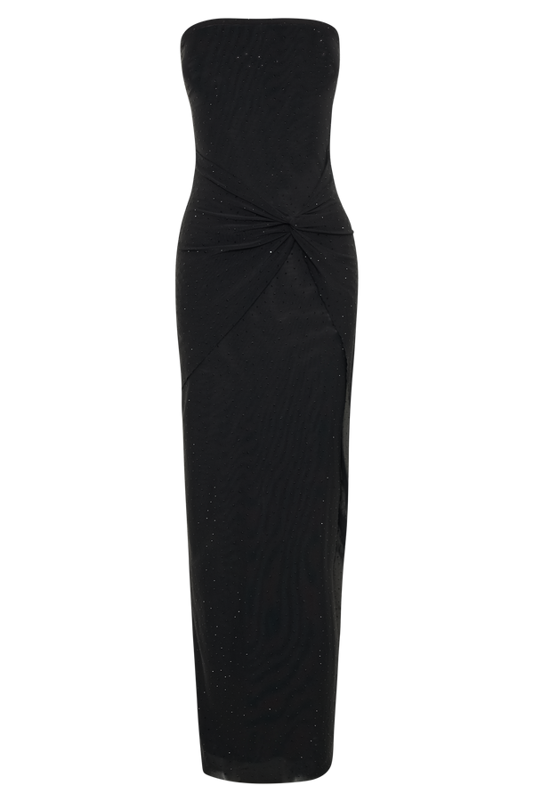 Crishelle Hot Fix Mesh Maxi Dress - Black