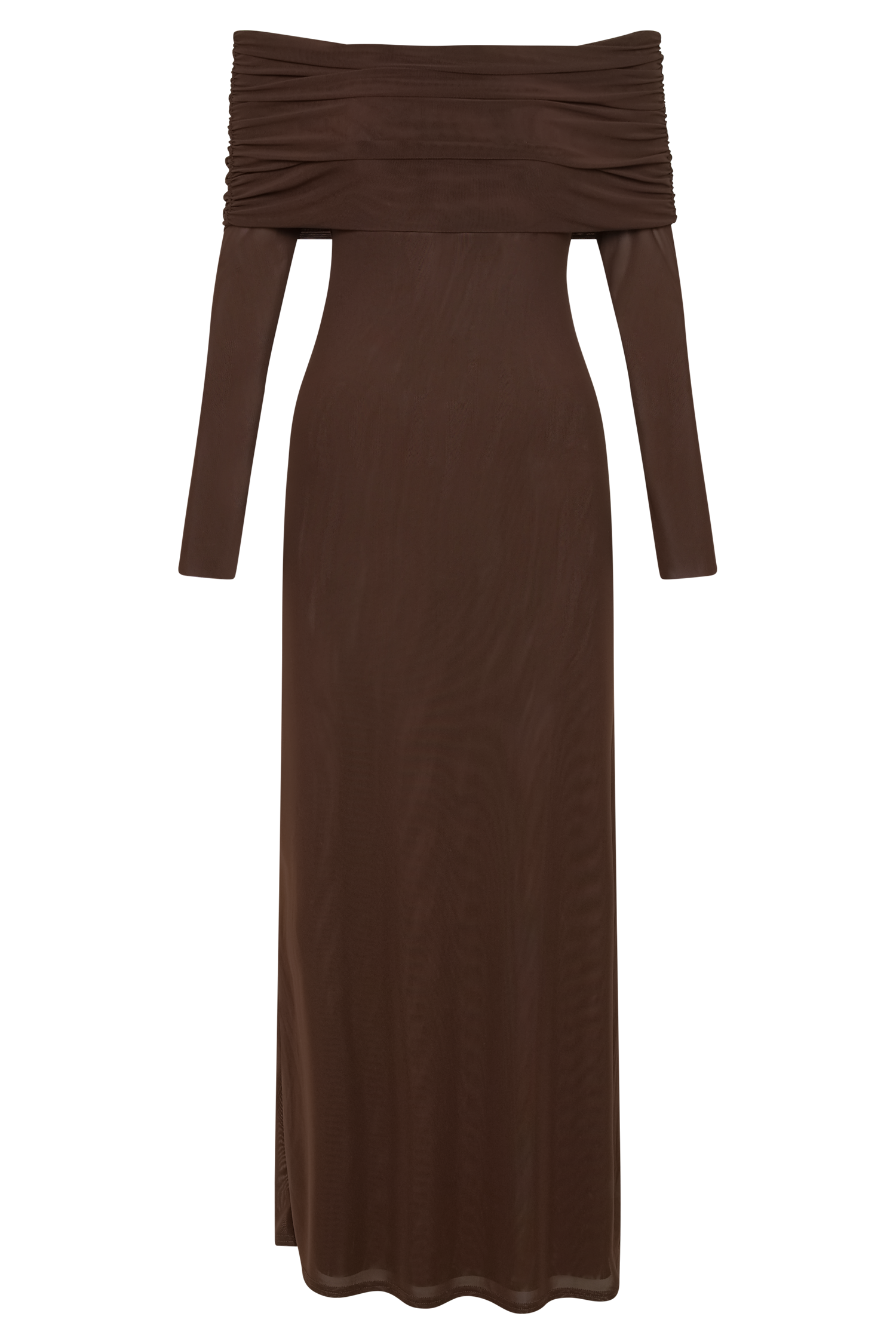 Josie Off Shoulder Mesh Maxi Dress - Dark Brown | MESHKI US Josie Off Shoulder Mesh Maxi Dress - Dark Brown | MESHKI US