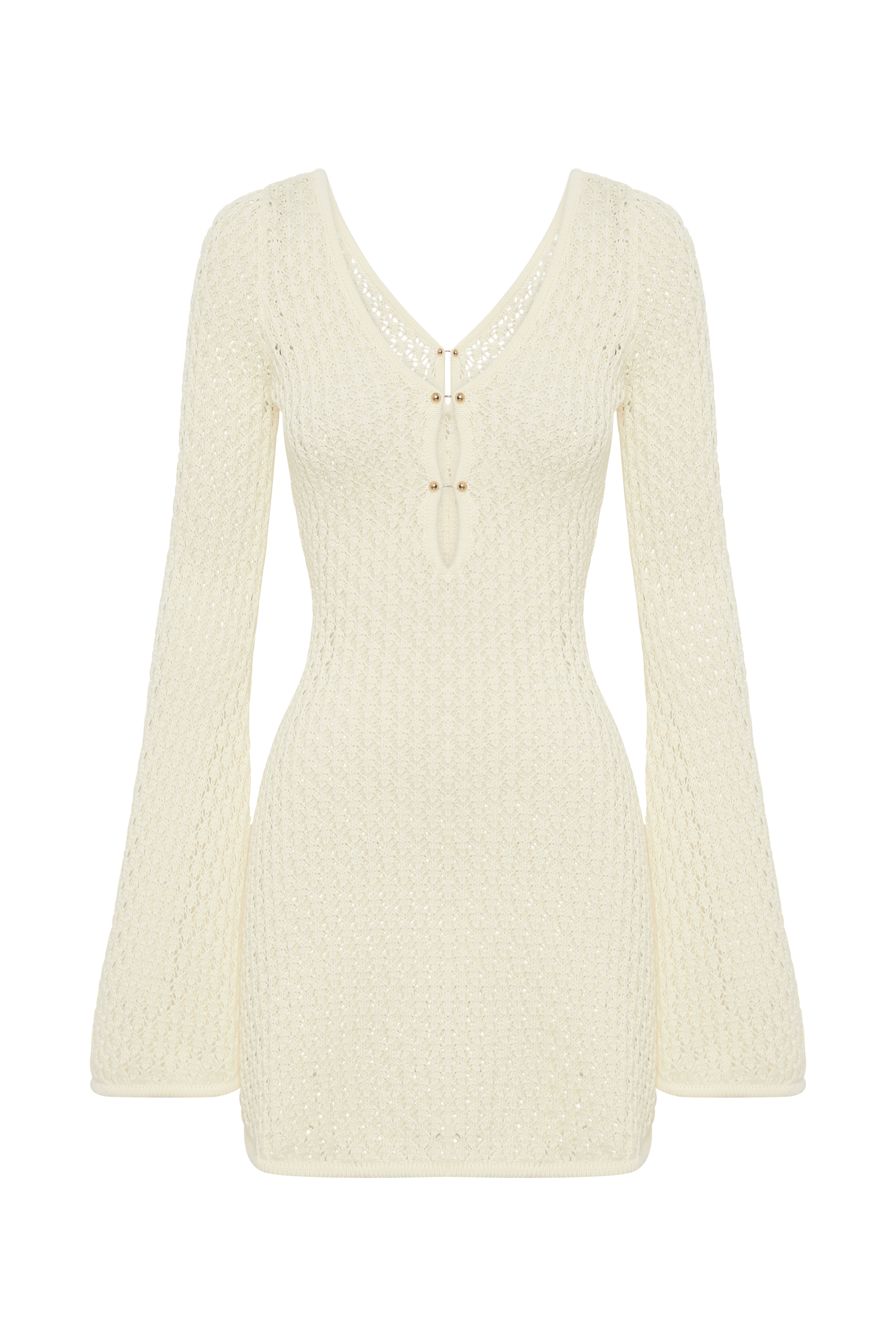white crochet bell sleeve dress Mango crochet long sleeve mini dress in white