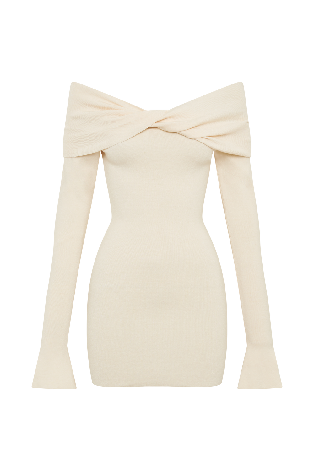 Clover Off Shoulder Knit Mini Dress - Cream