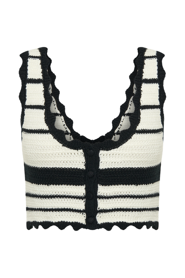 Jordie Knit Long Line Top - Black/White