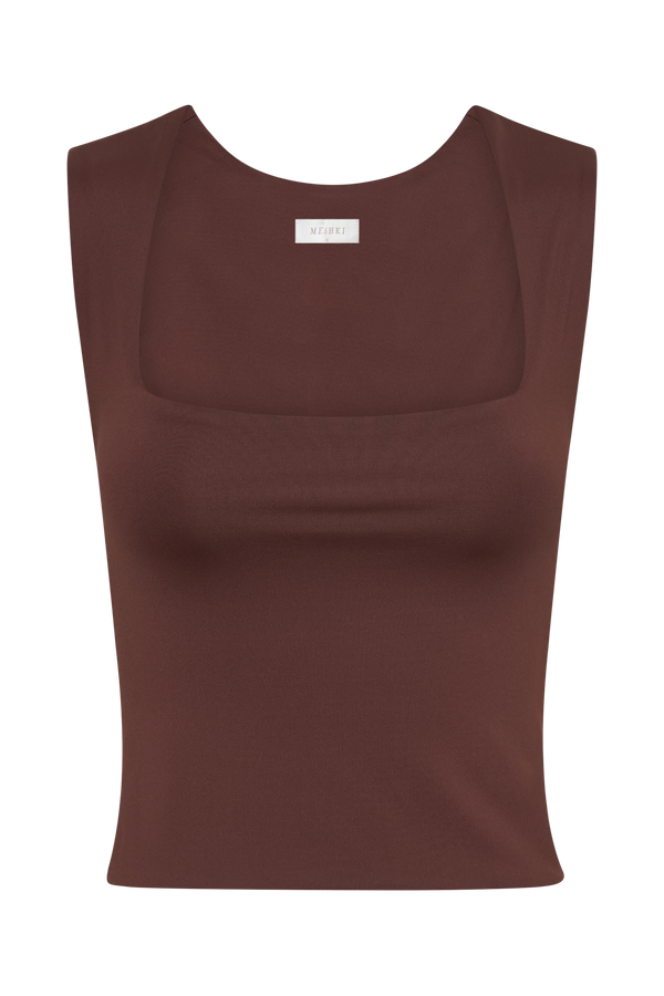 Linley Recycled Nylon Long Line Top - Chocolate