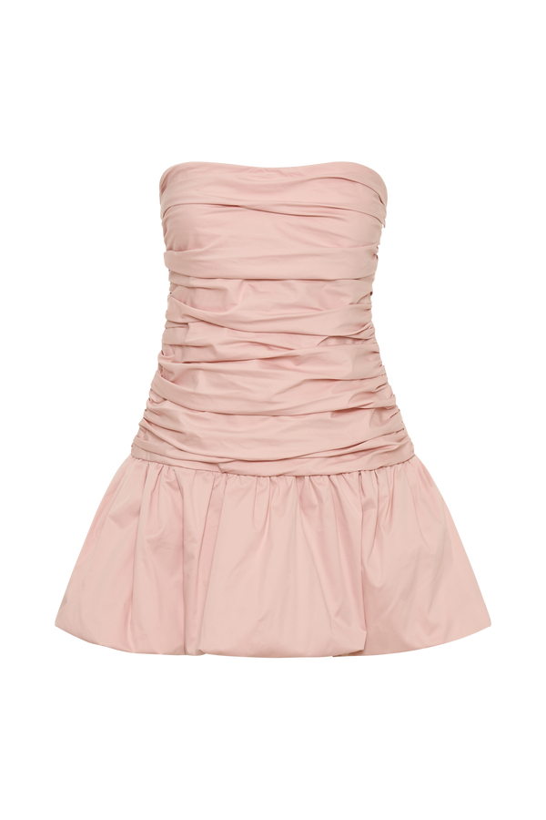 Fran Ruched Cotton Mini Dress - Rosewater