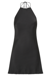 Atlas Satin Bow Mini Dress - Black