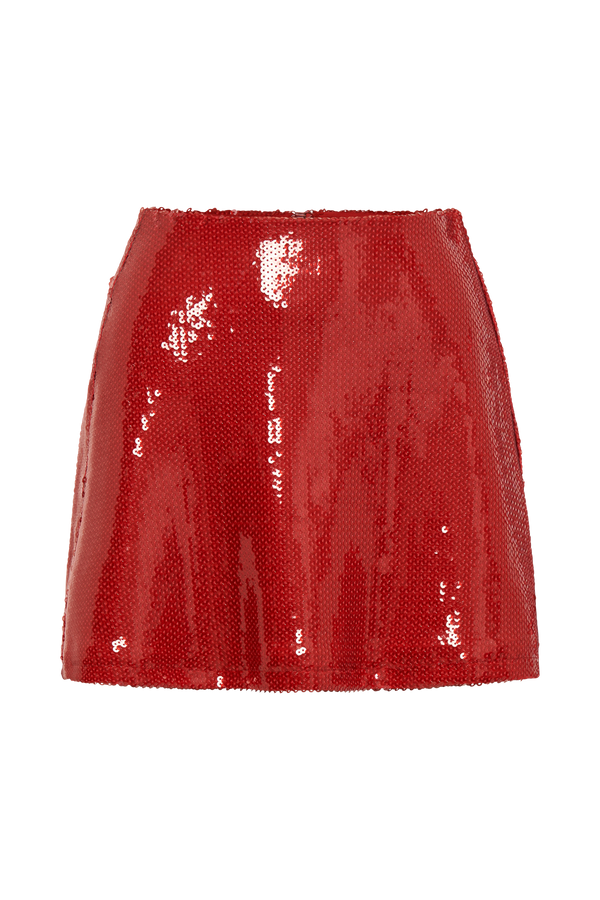 Wesley Sequin Mini Skirt - Red