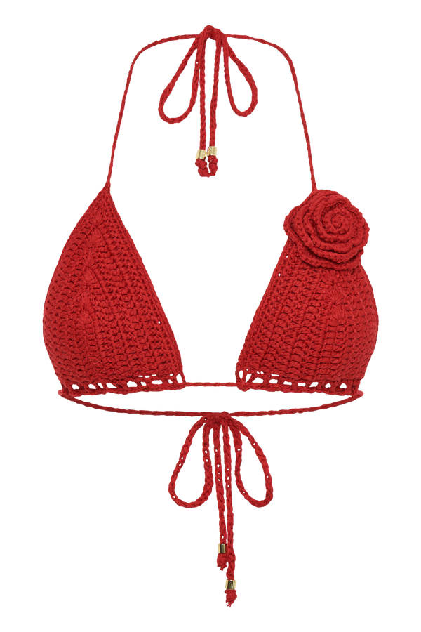 Verali Rose Crochet Bikini Top - Red