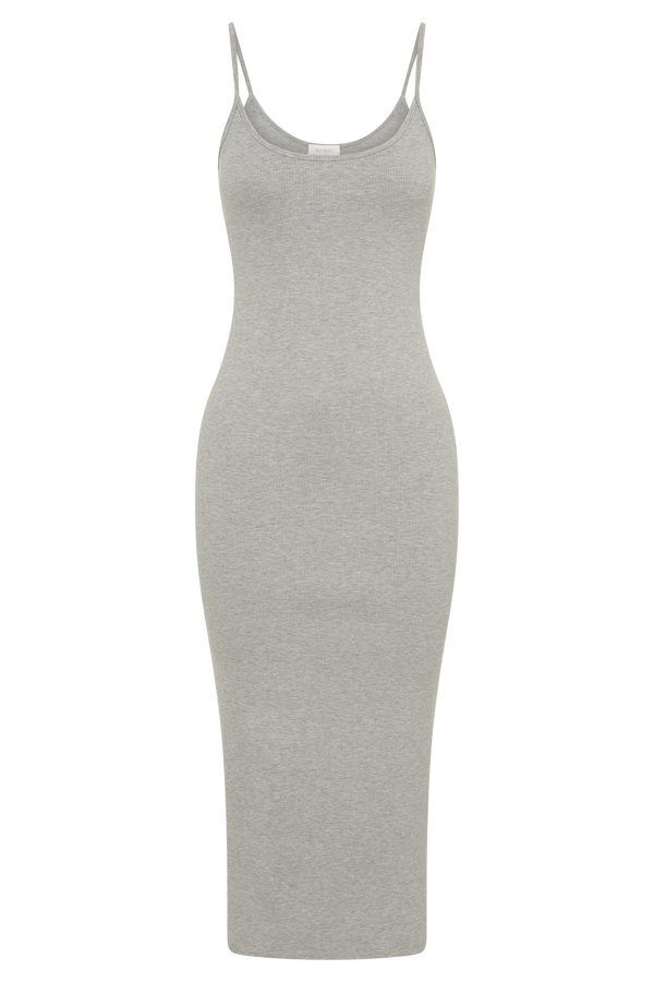Alexis Ribbed Cami Midi Dress - Grey Marle